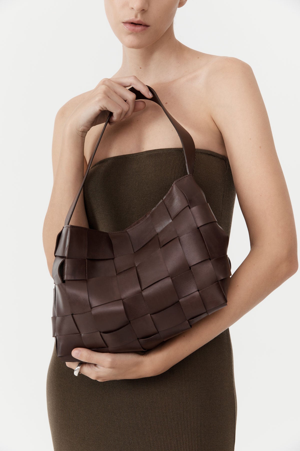 St. Agni | Woven Mini Tote - Chocolate