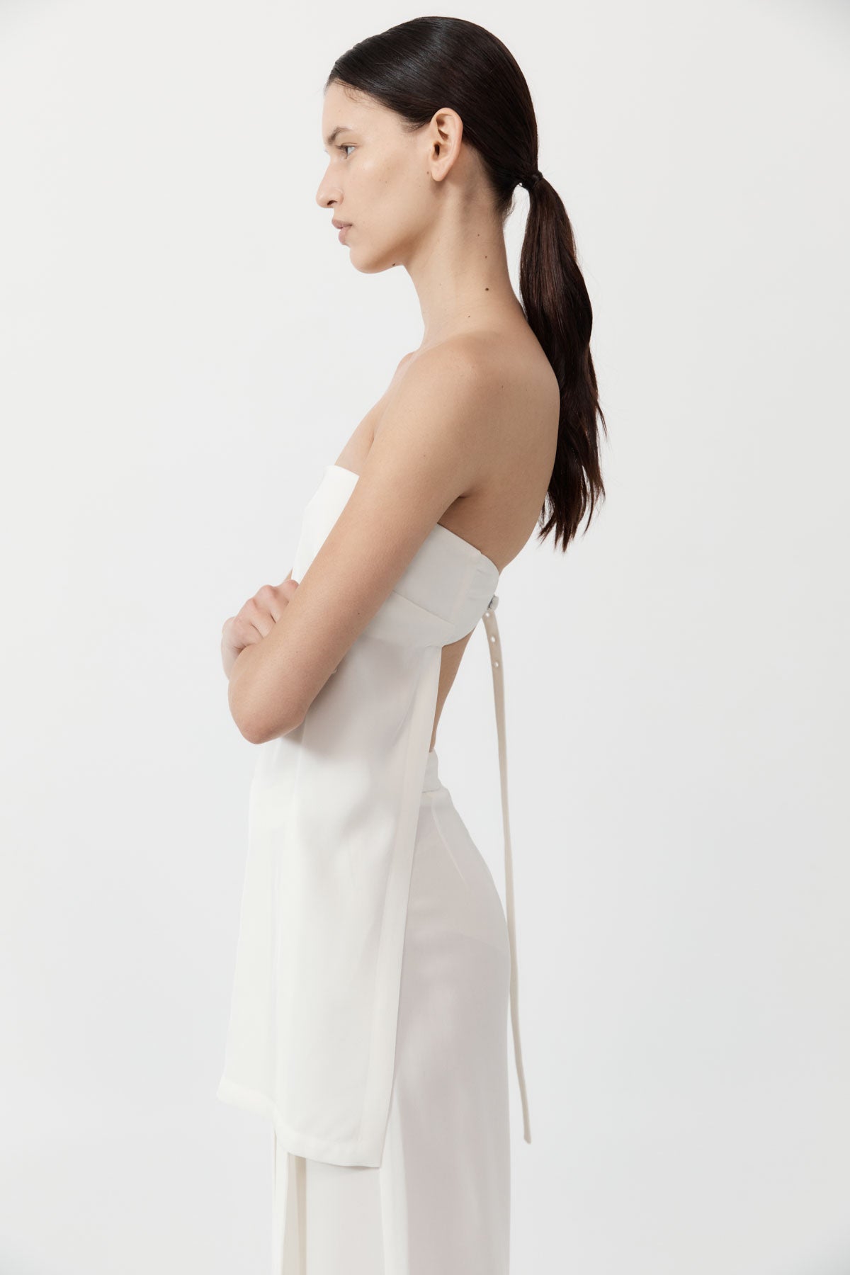 Strapless Buckle Back Top - Off White