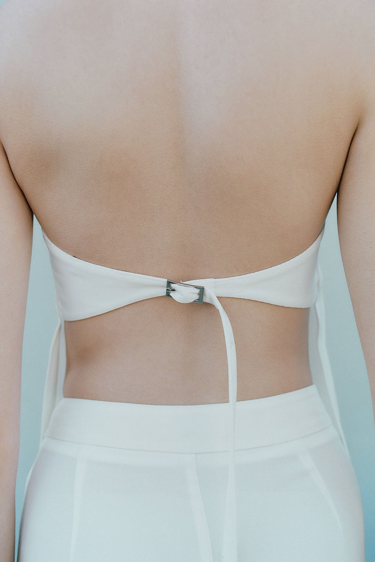 Strapless Buckle Back Top - Off White