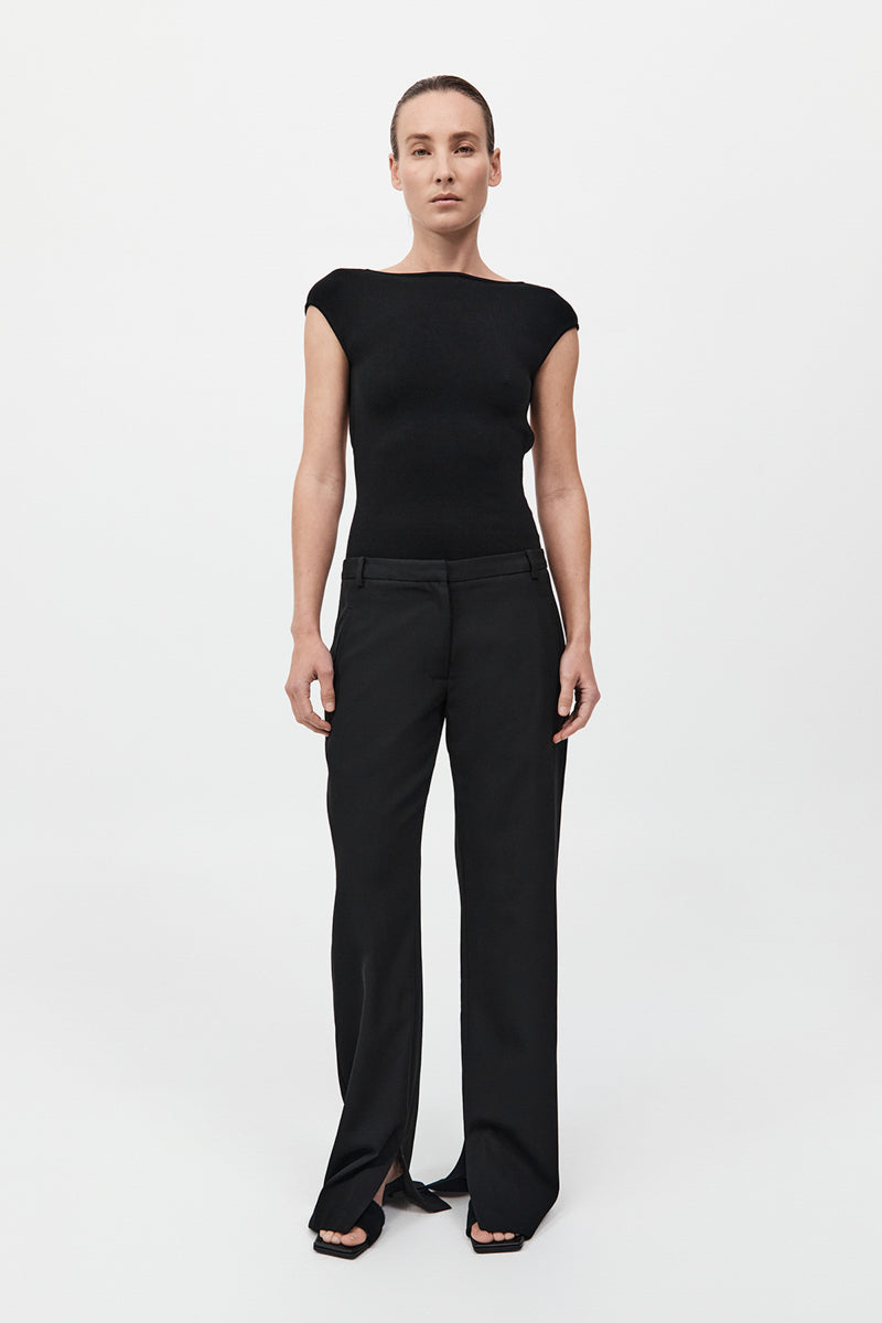 BLACK SPLIT LEG PANTS main image 1