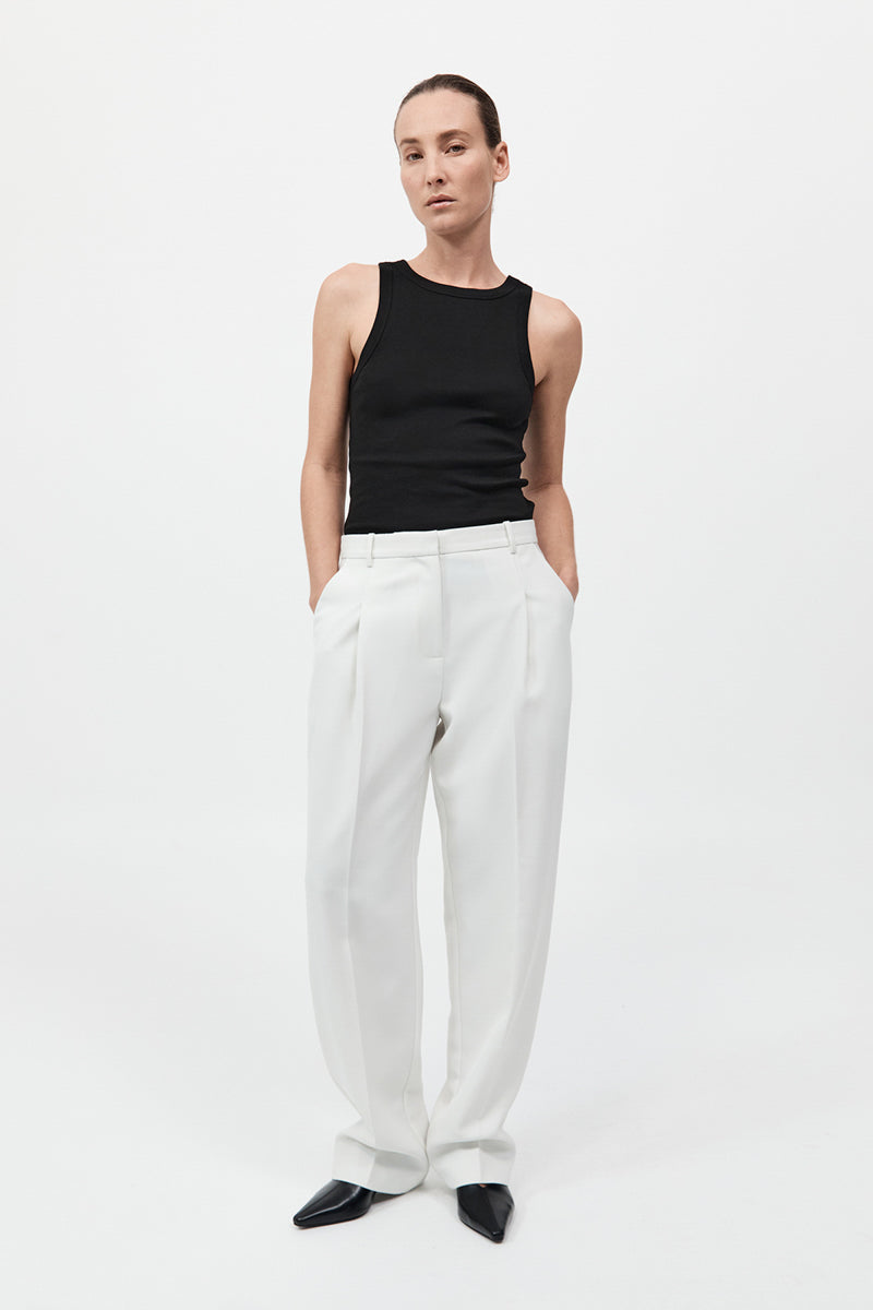 Agni Tailored Pleat Pants White