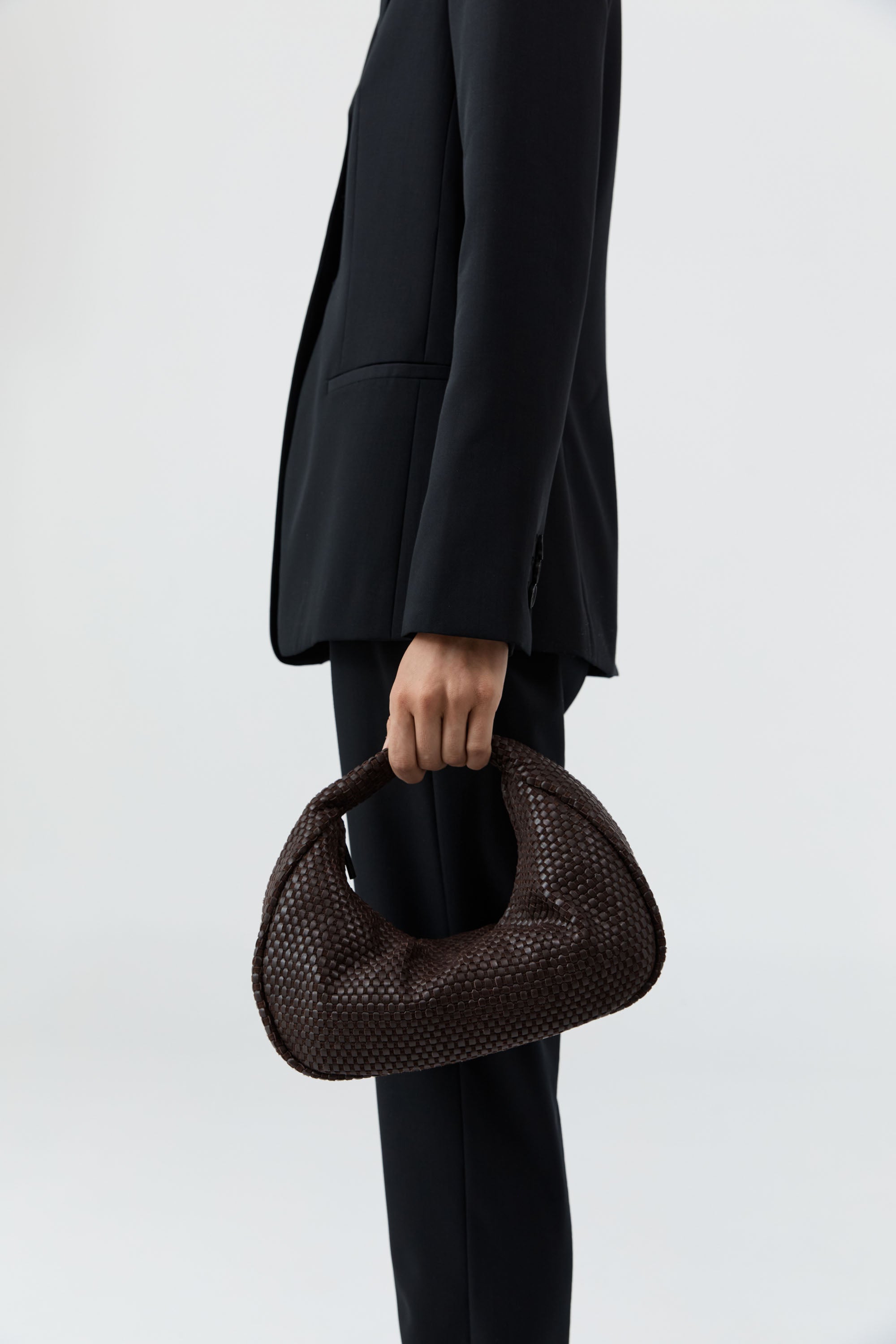 St. Agni | Lattice Weave Bon Bon Bag - Coffee