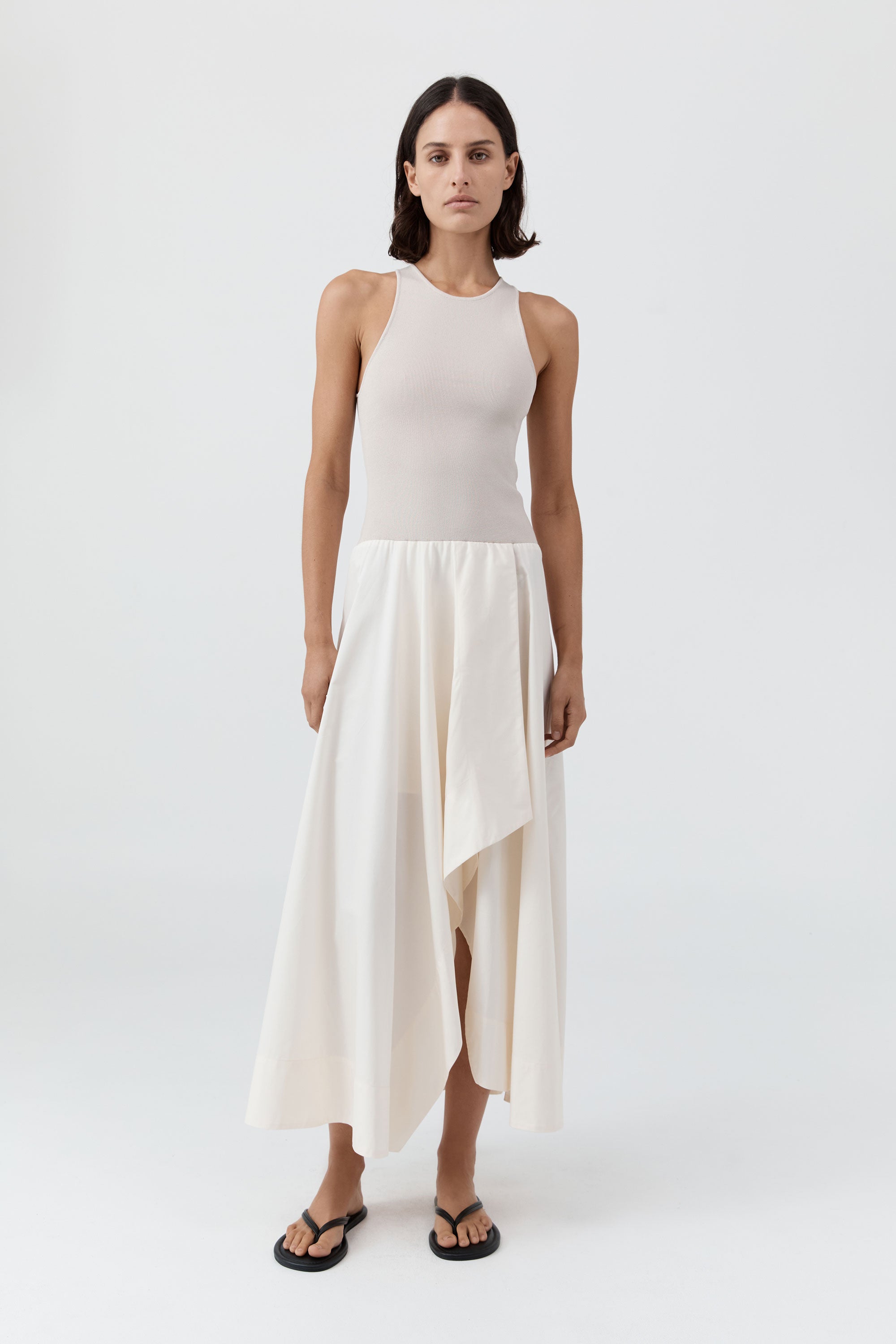 St. Agni | Knit Bodice Asymm Dress - Ecru