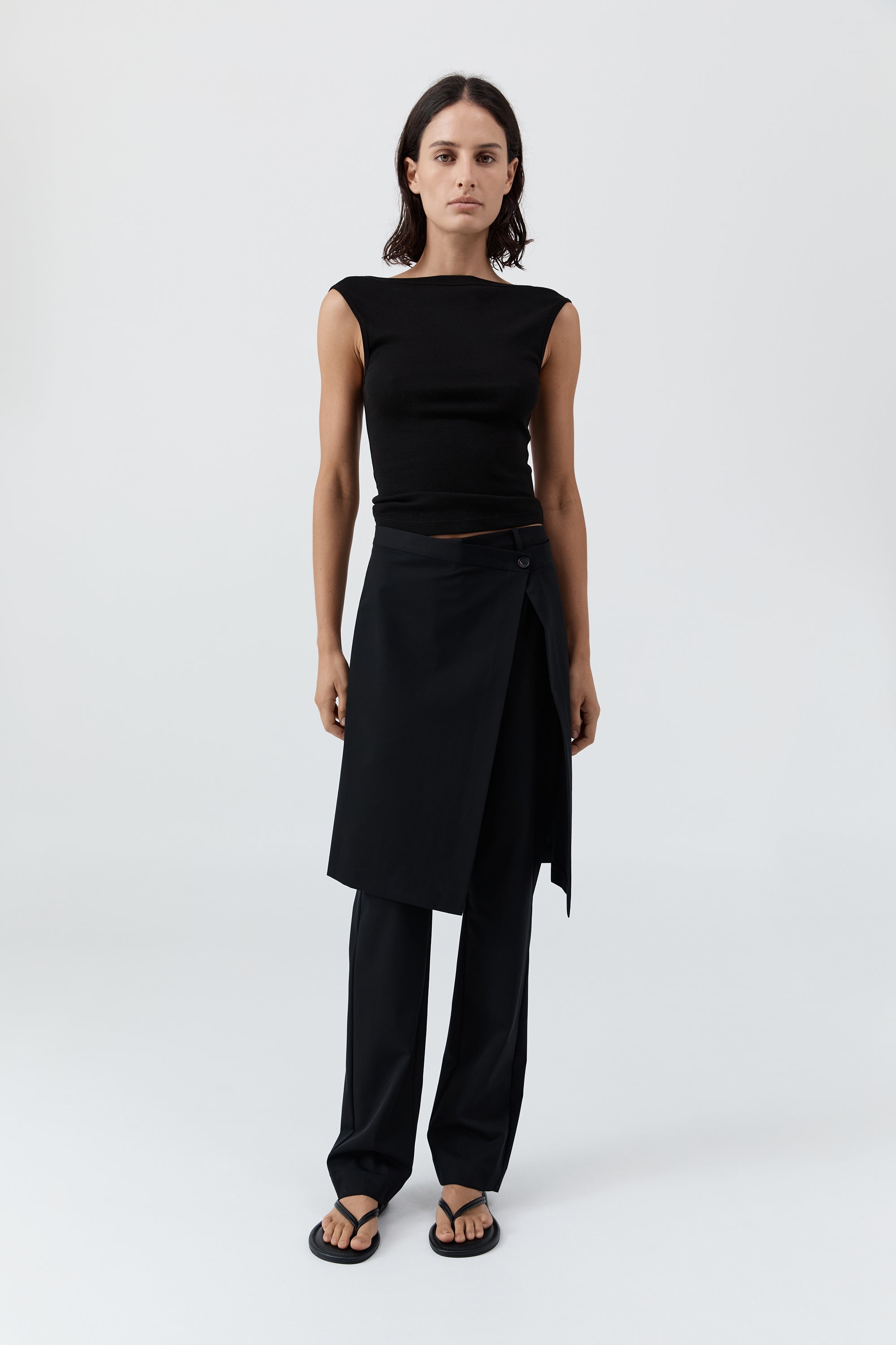 St. Agni | Wool Hybrid Skirt Pants - Black