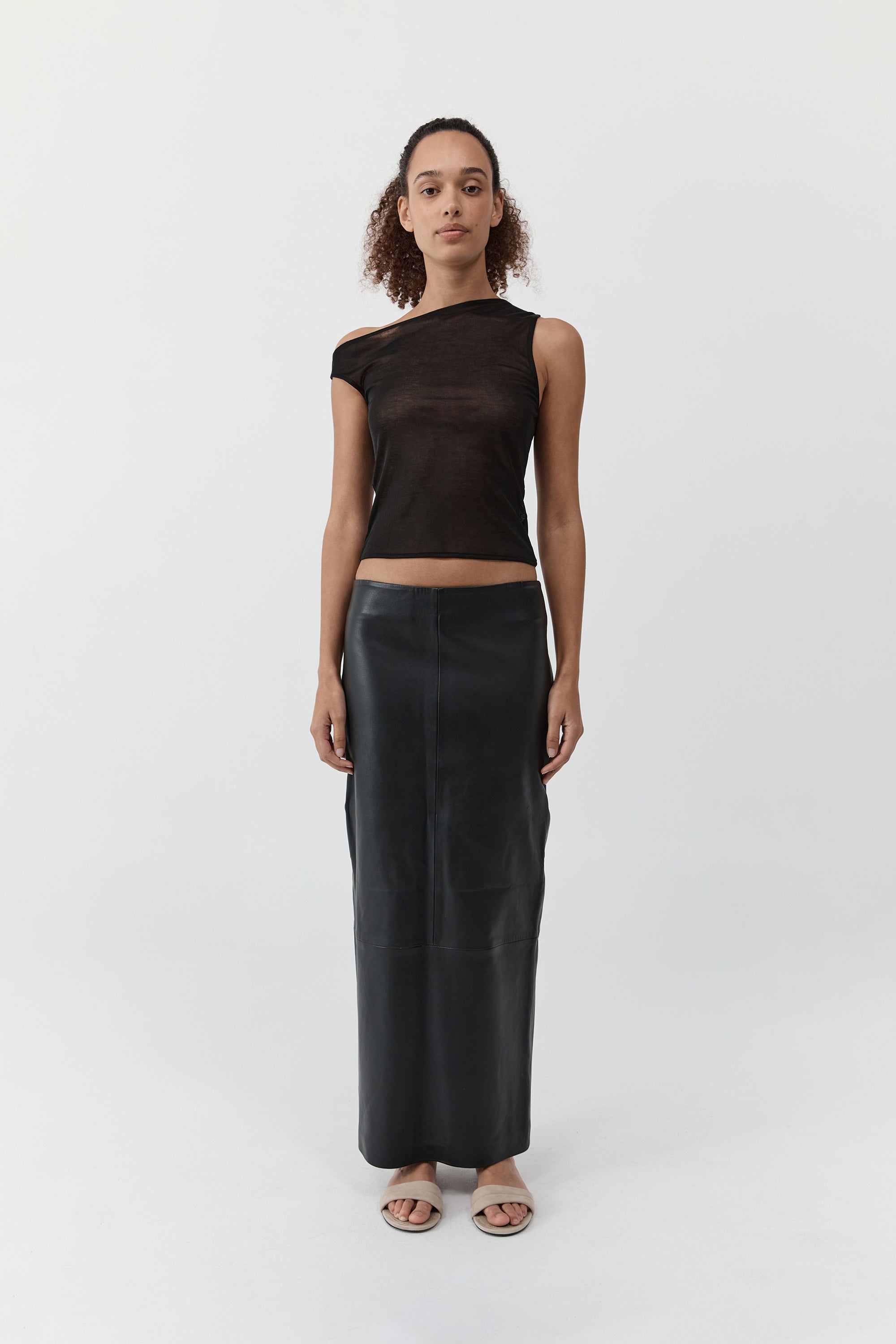 St. Agni | Leather Column Skirt - Black