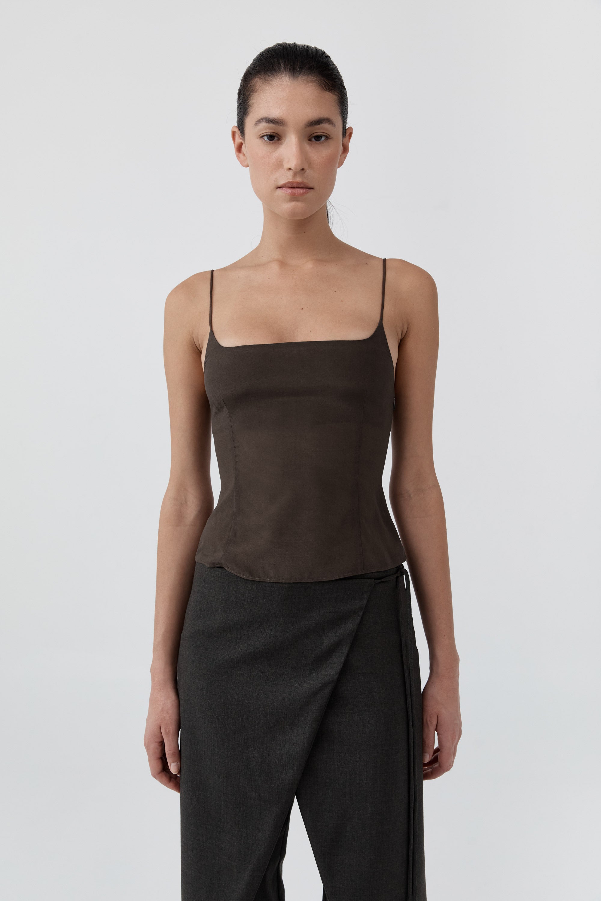 St. Agni | Stretch Silk Cami - Cedar