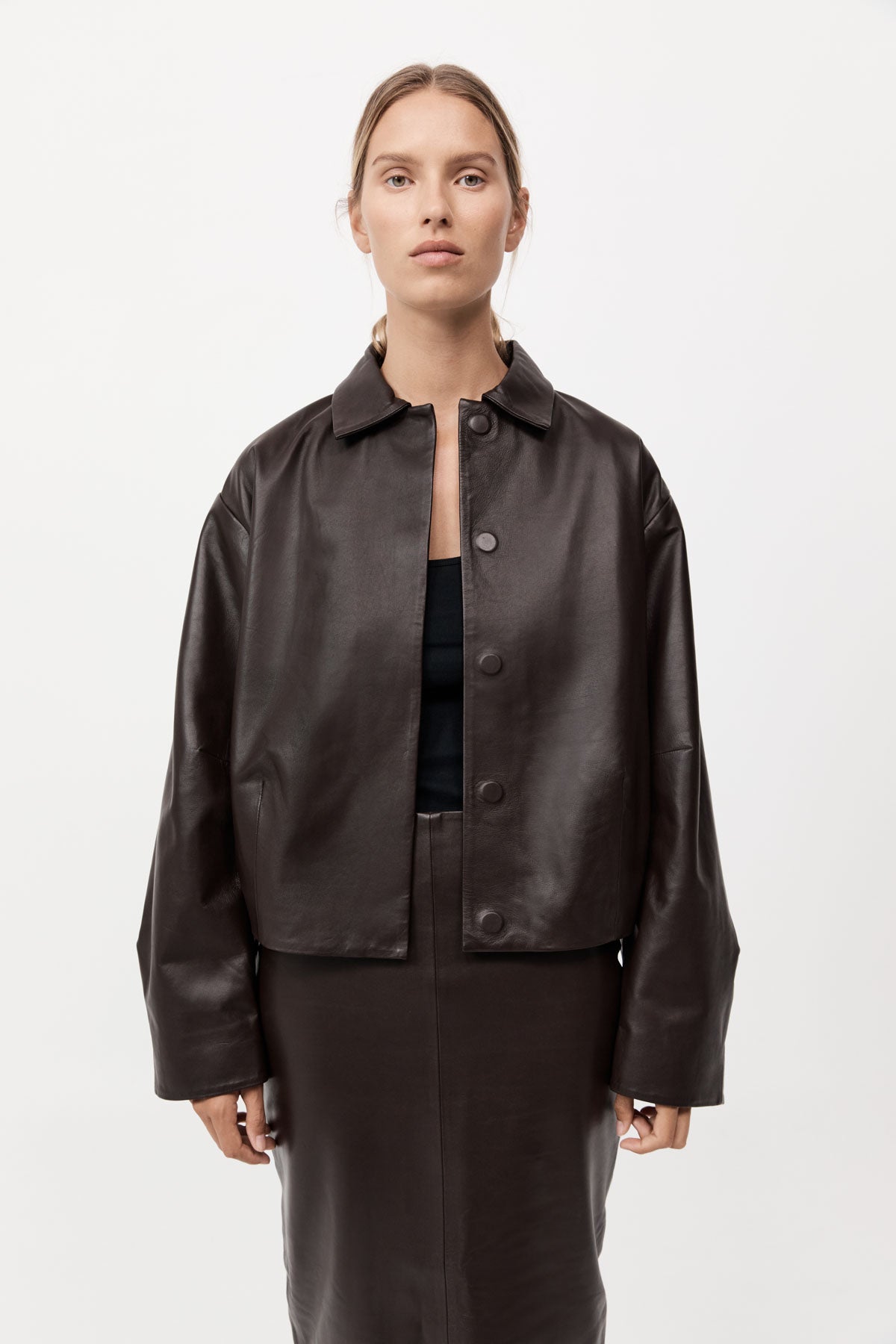 St. Agni | Cocoon Leather Jacket - Chocolate
