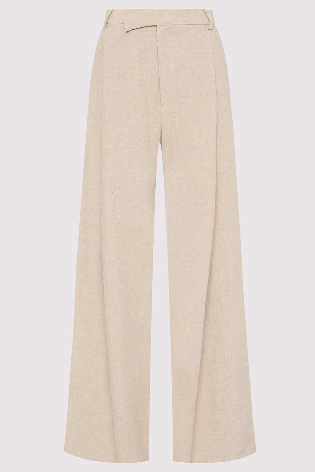 Linen Overlap Waist Trousers - Natural