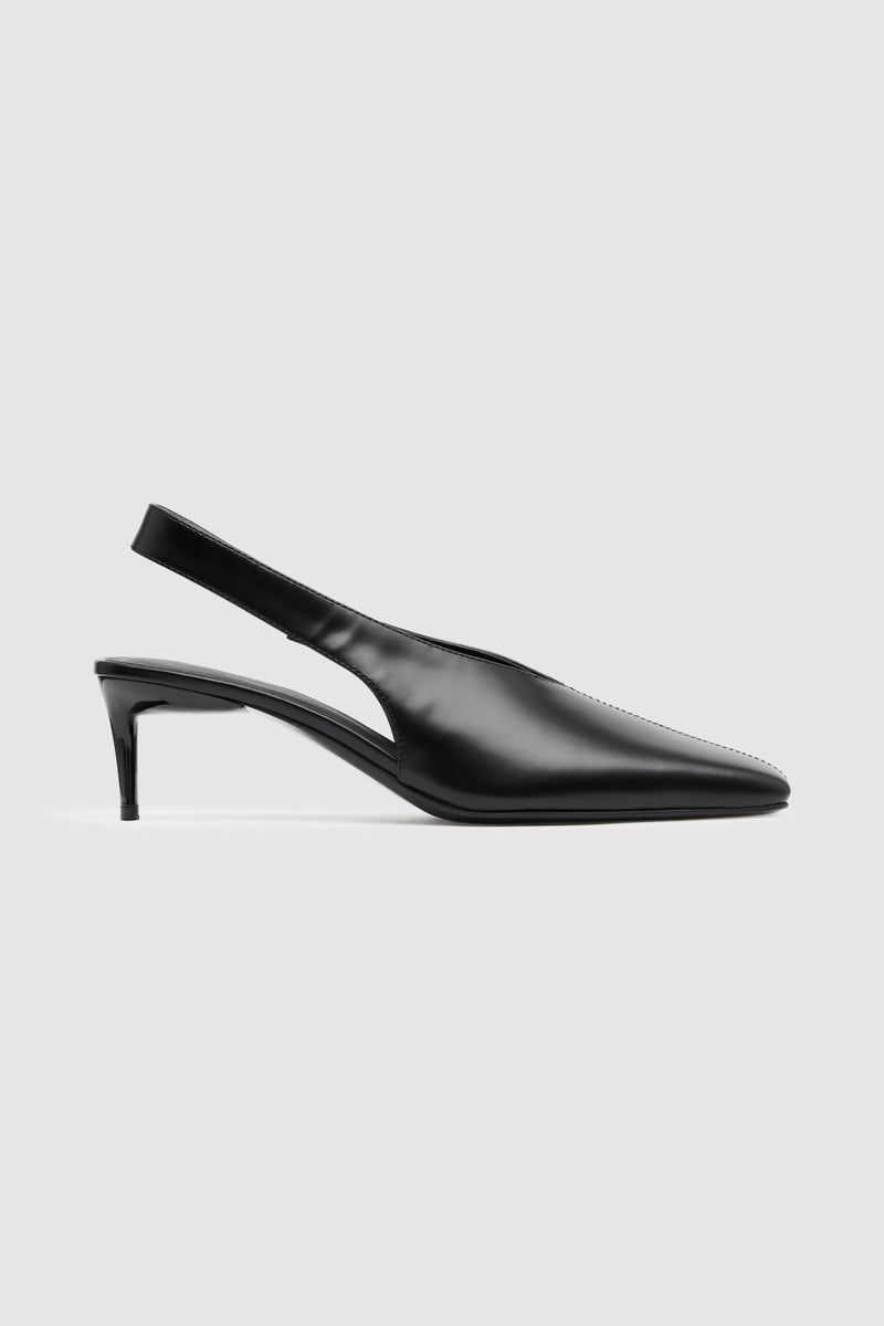Square Toe Sling Back Heel Black – Agni