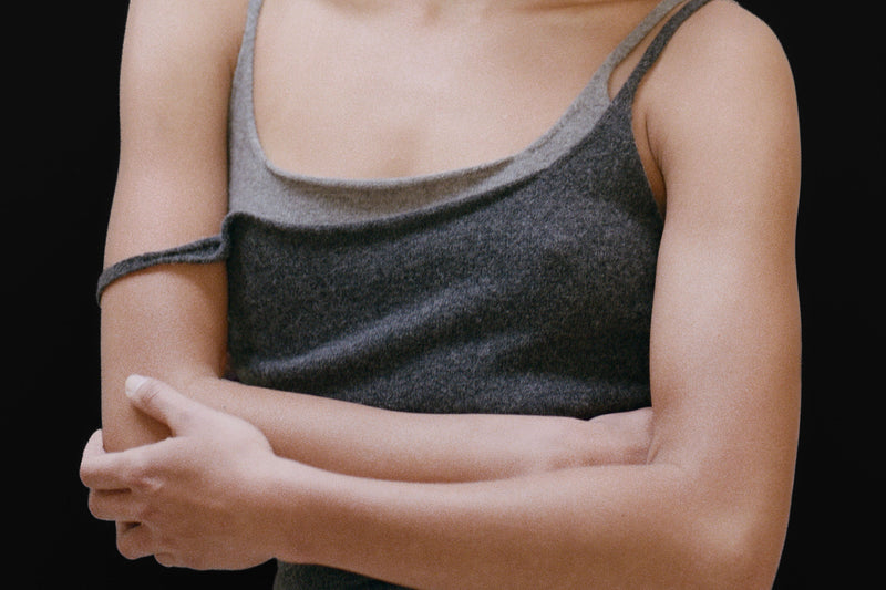 Merino Wool Slim Tank - Charcoal Melange