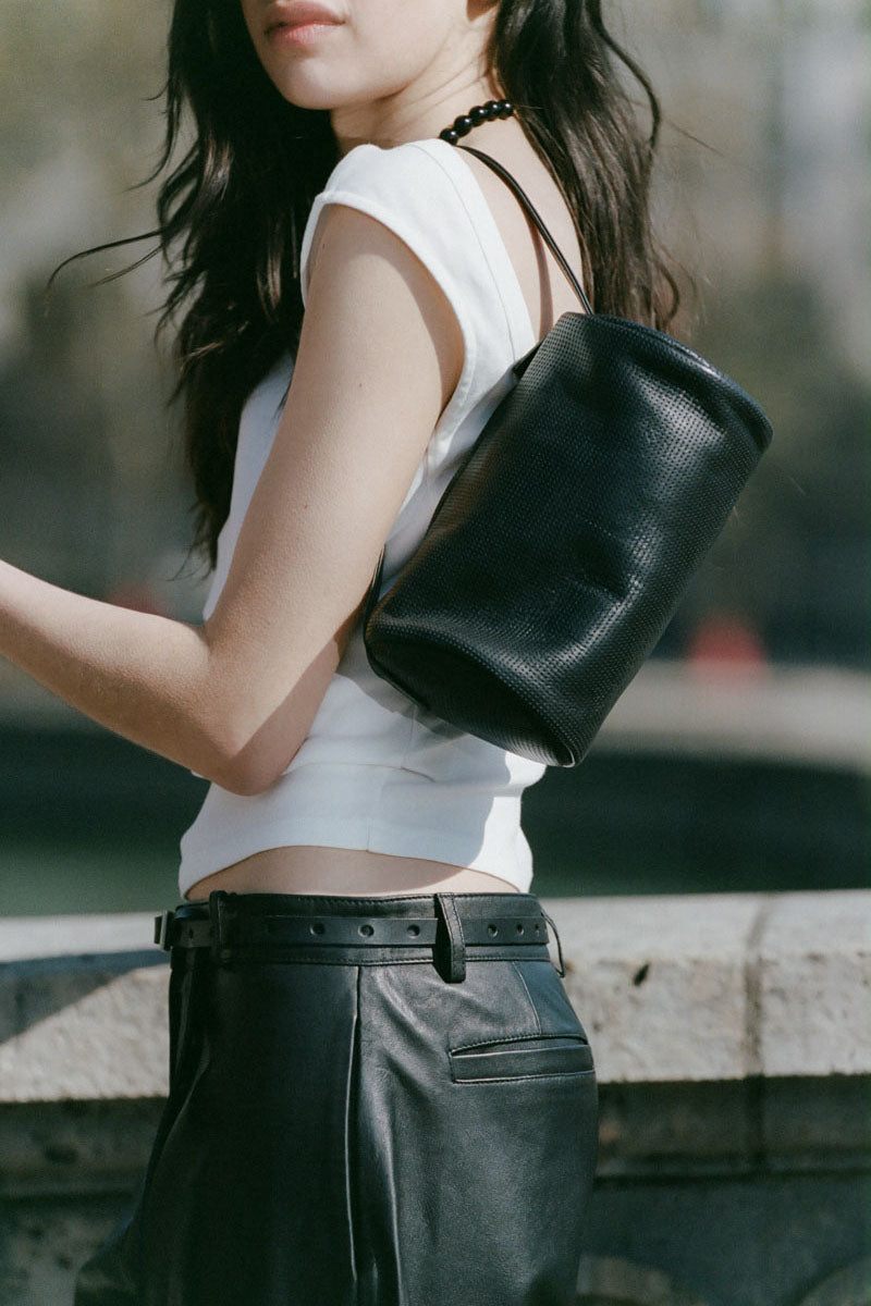 Perforated Connolo Shoulder Bag - Black
