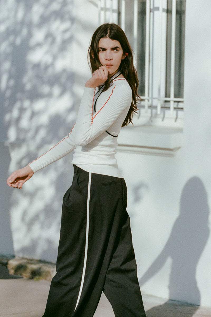 Side Stripe Homme Pant - Black Pinstripe