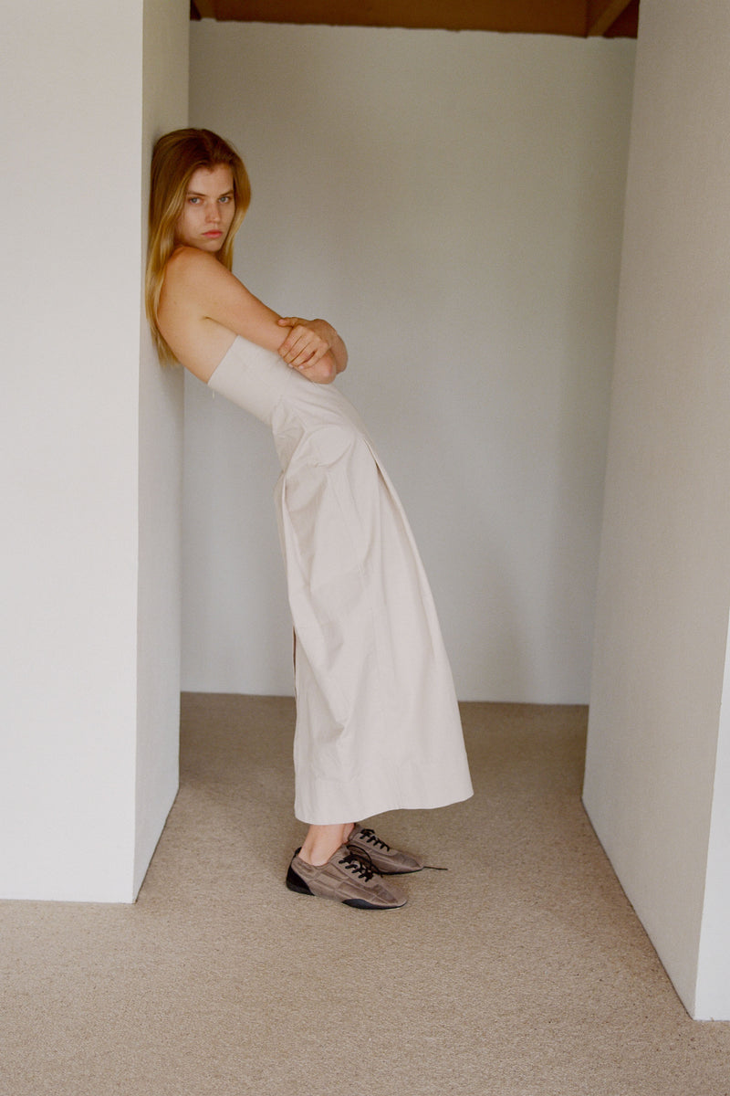 Canvas Pleat Cocoon Dress - Shell