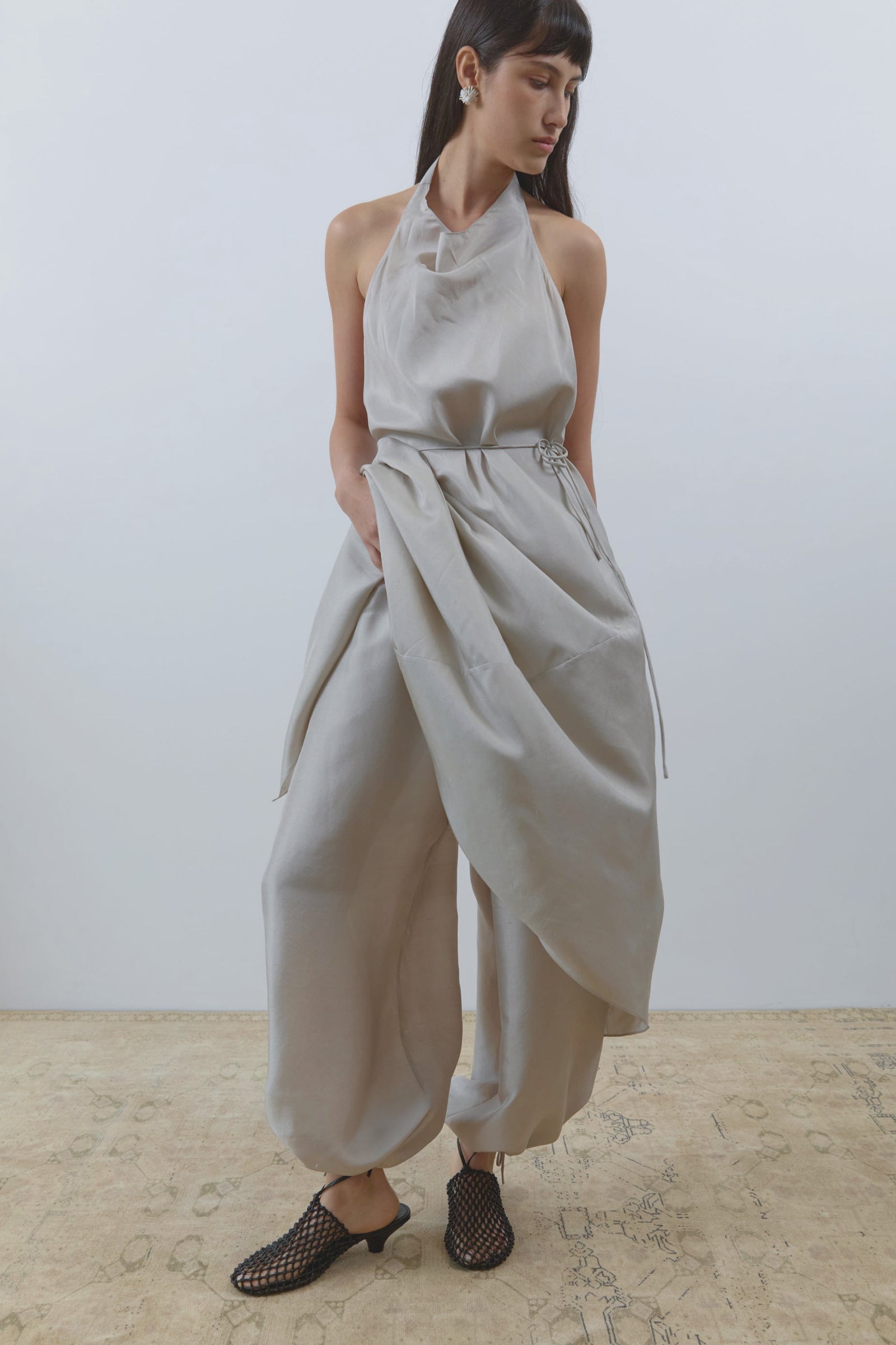 Silk Wrap Dress - Soft Ash