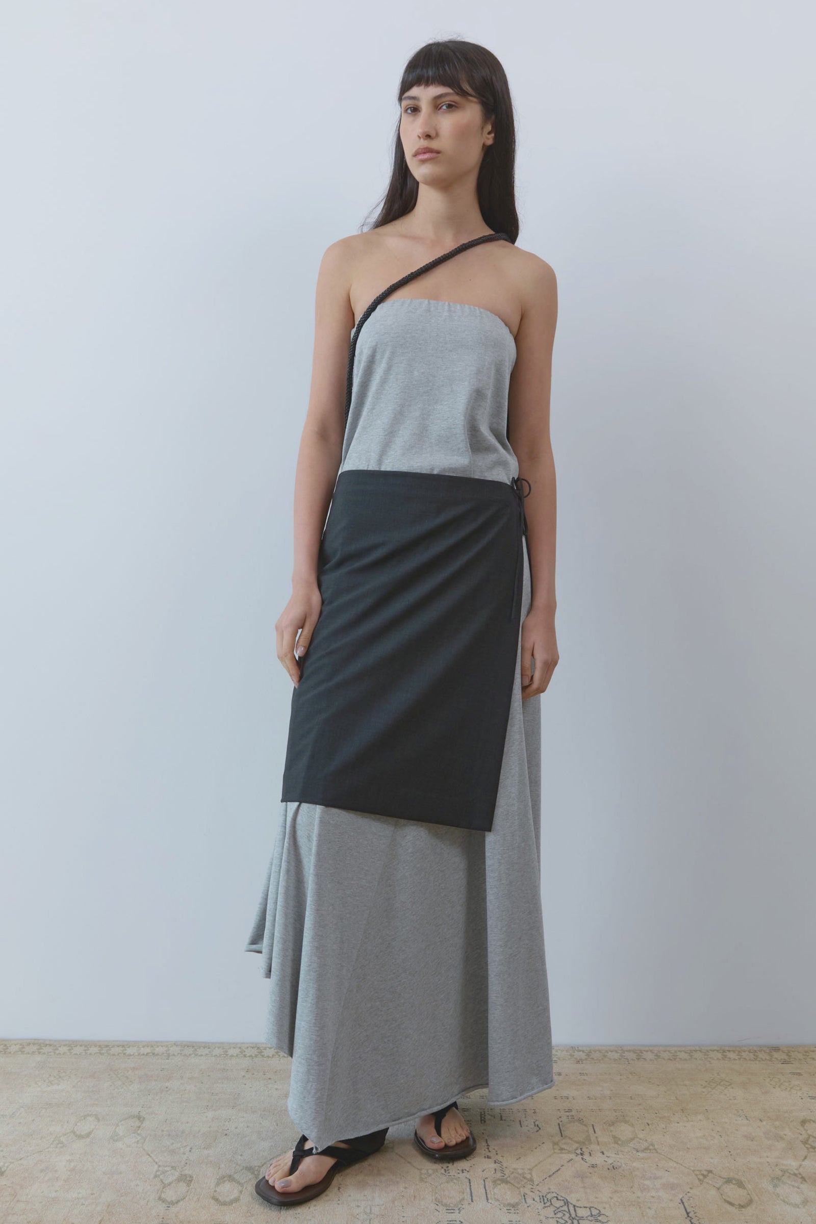 Strapless Cotton Jersey Dress - Light Grey Marle