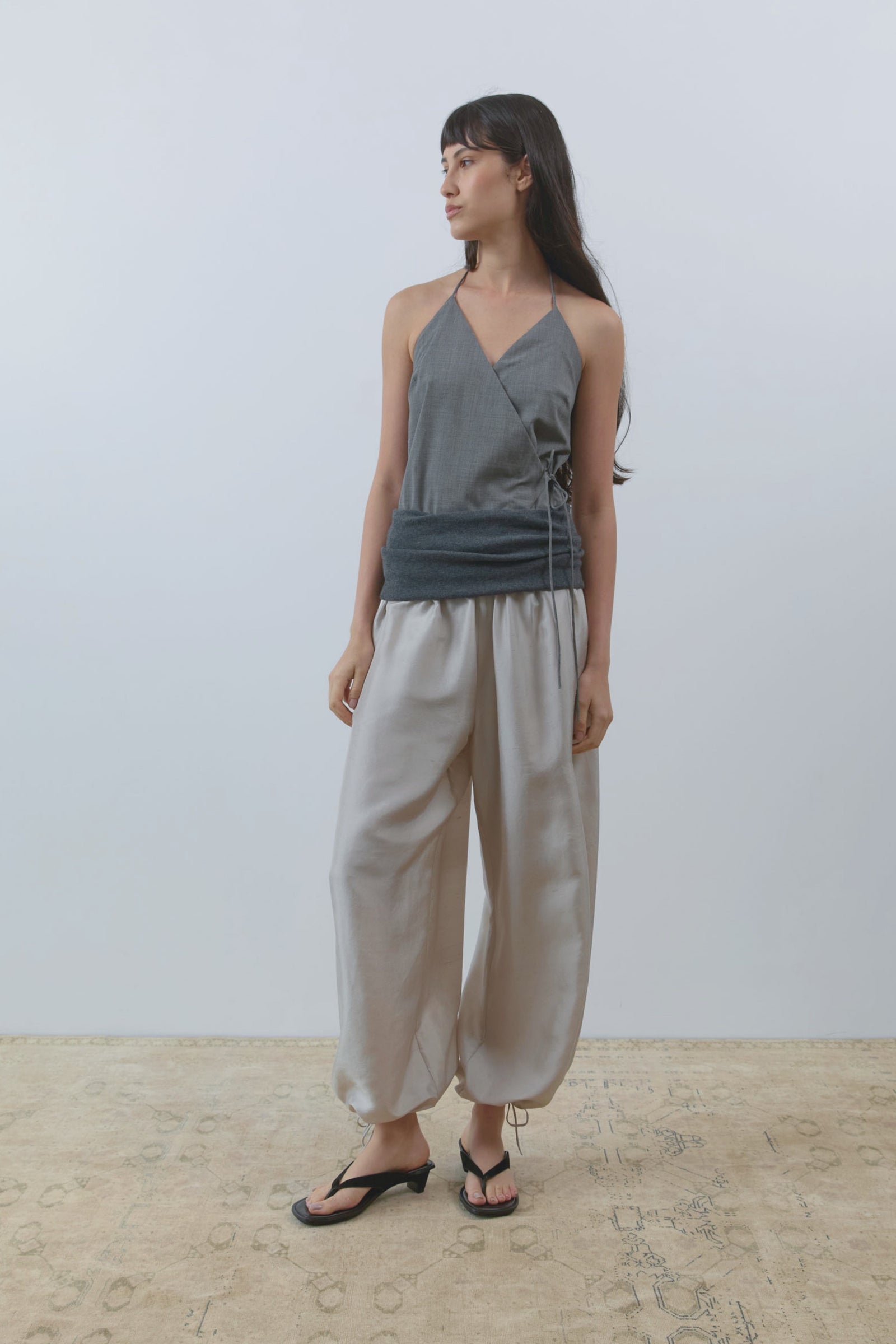 Wool Rouleau Halter Top - Pumice