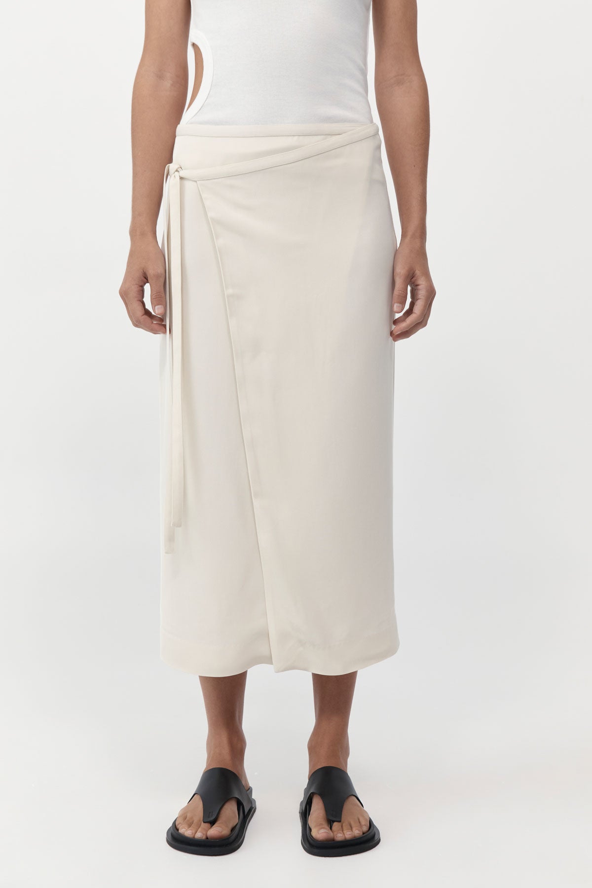 Midi Wrap Skirt - Cool White