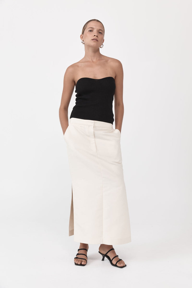 Low Waisted Tailored Skirt - Pearl