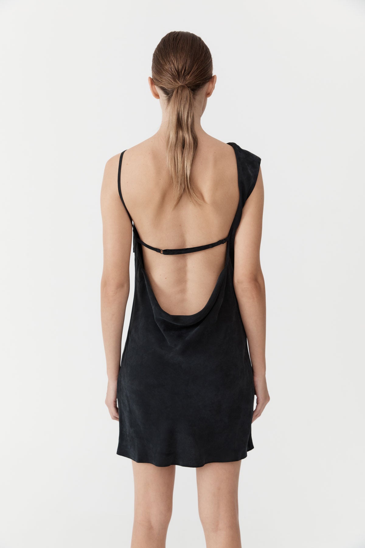 Sophia Drape Mini Dress - Washed Black