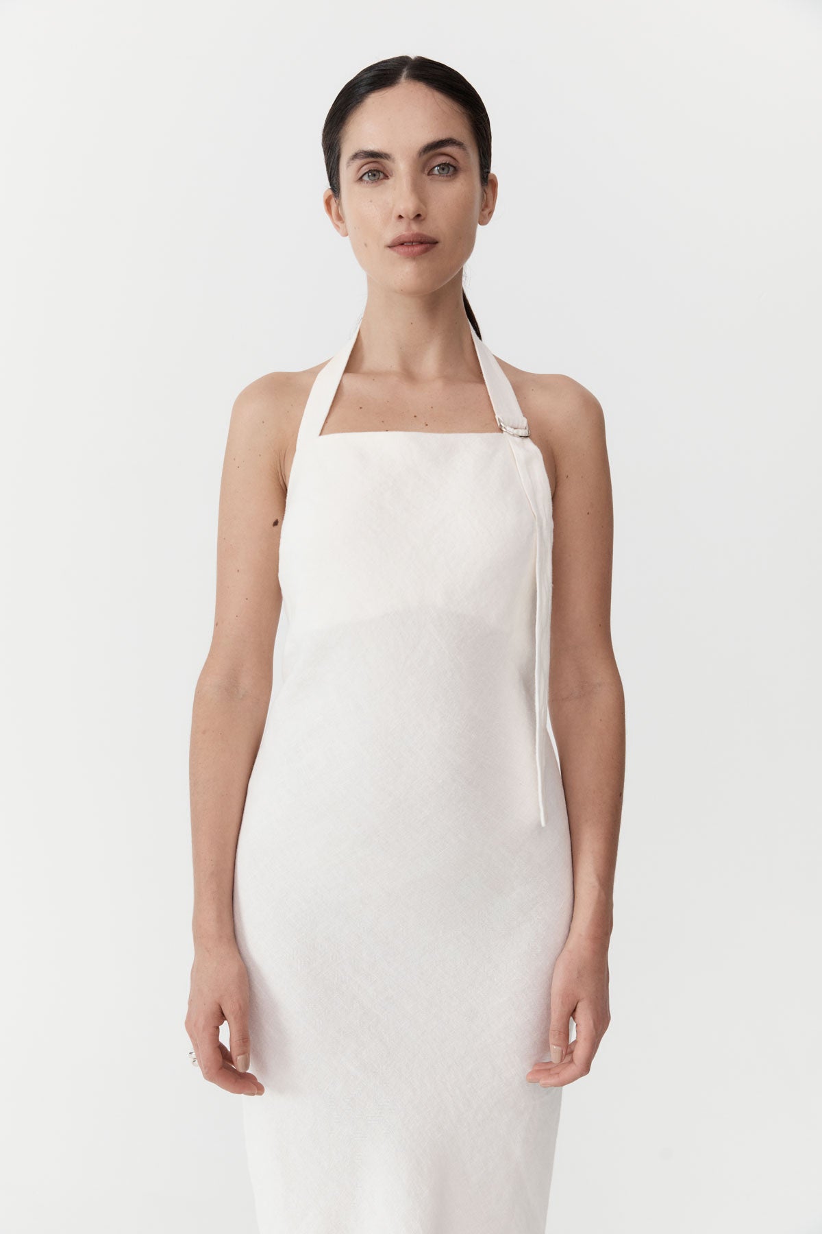 Linen Bias Maxi Dress - Ivory