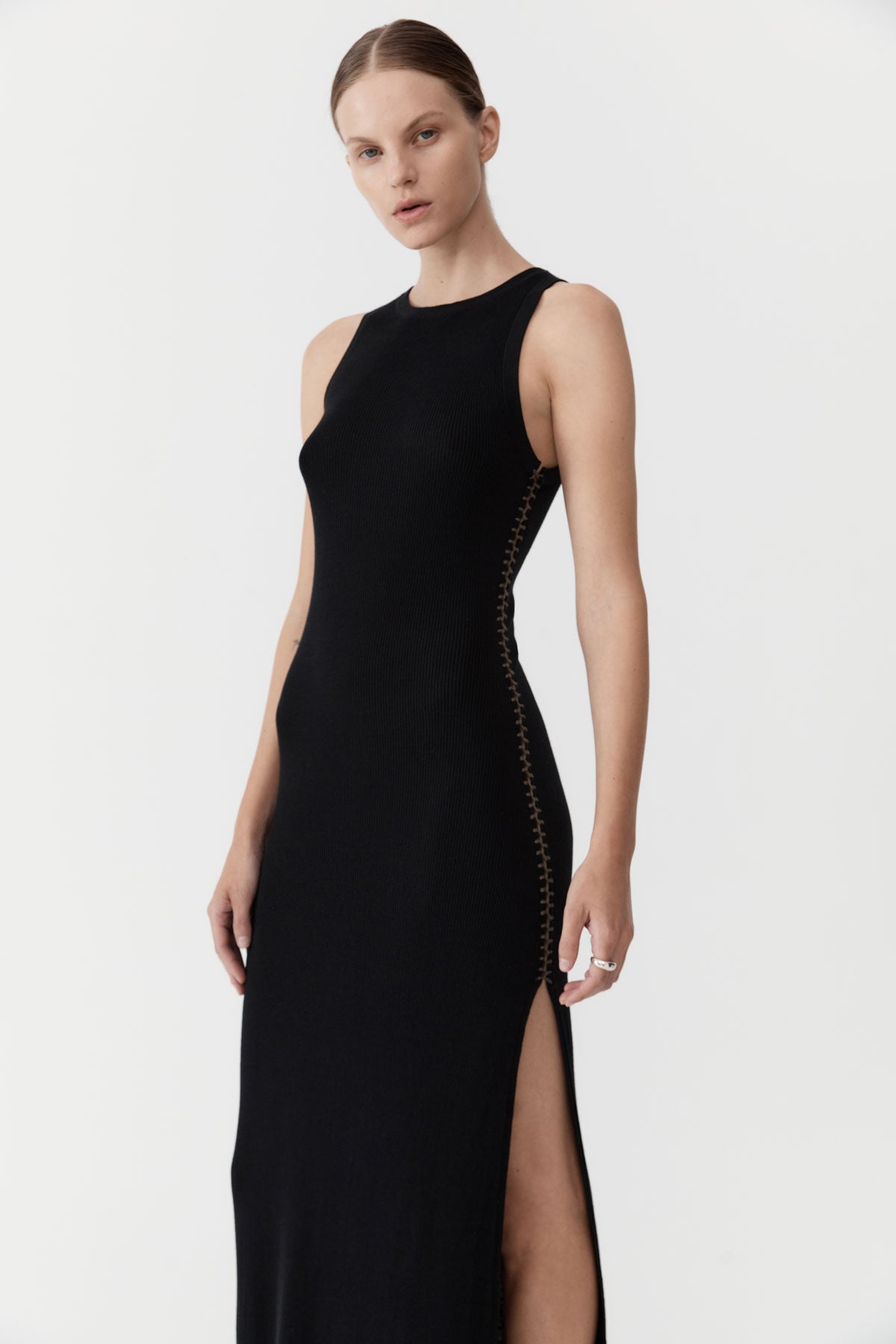 Stitch Detail Dress - Black