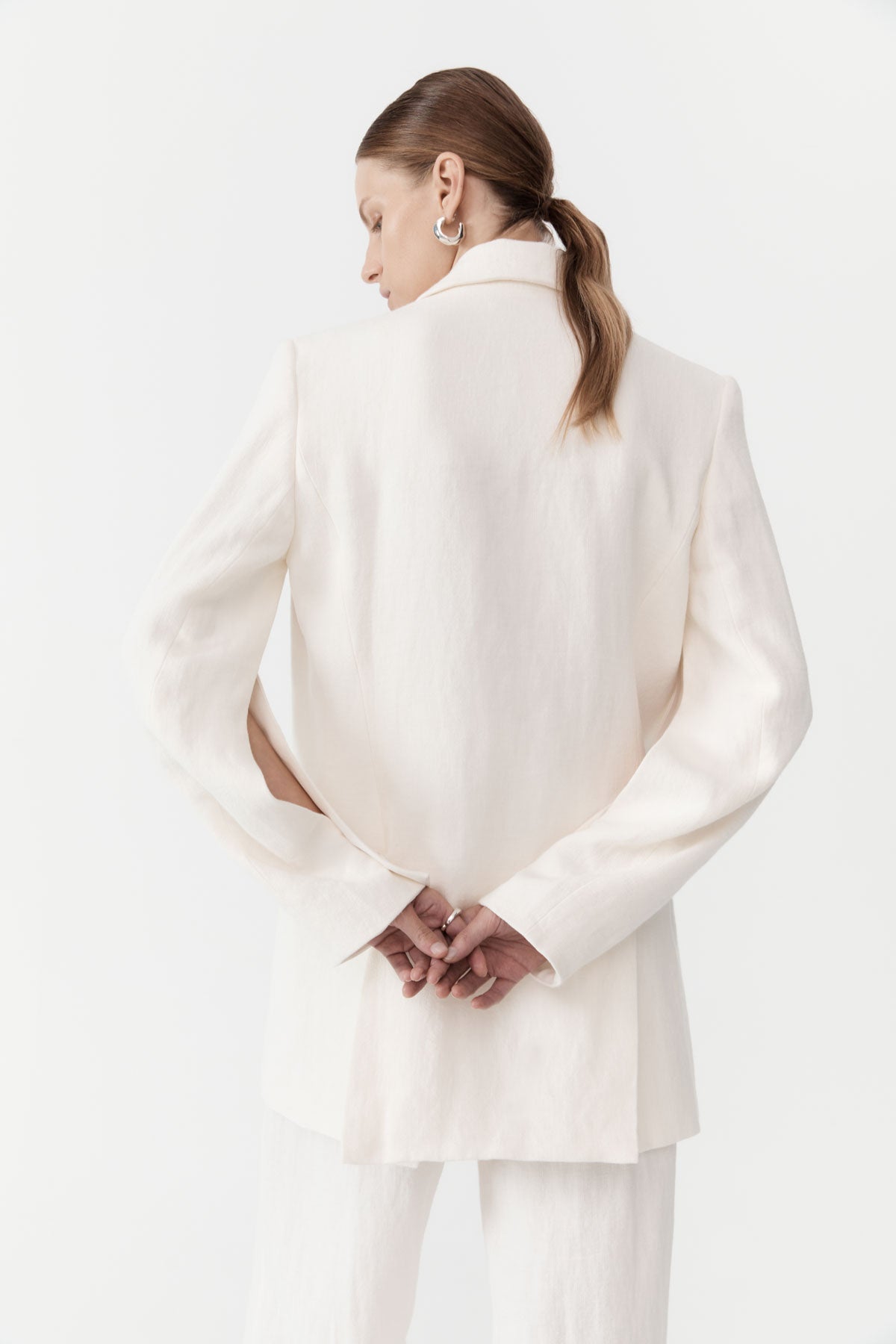 Linen Split Sleeve Blazer - Ivory