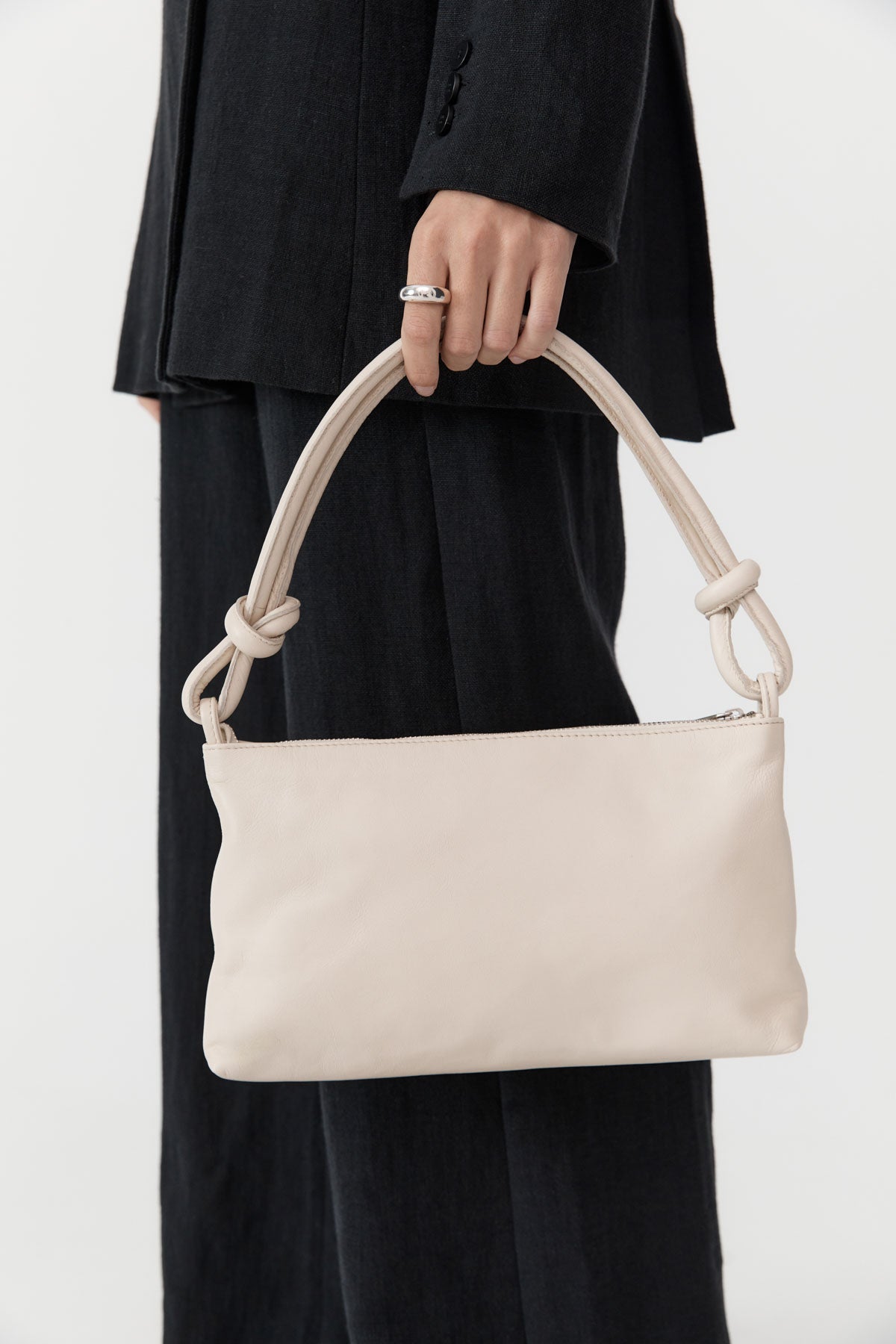 Knotted Baguette Bag - Cool White