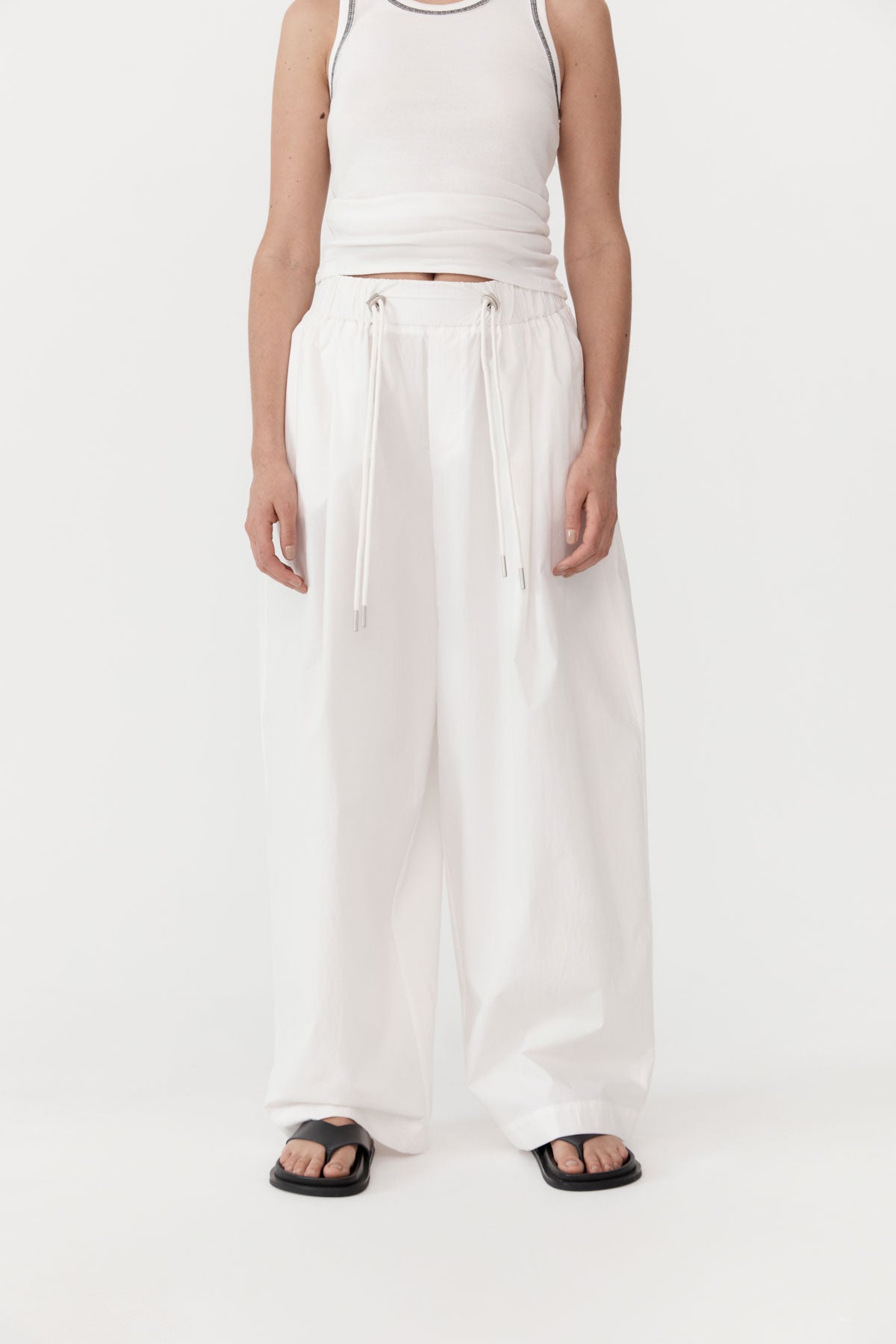 Relaxed Drawstring Pants - White