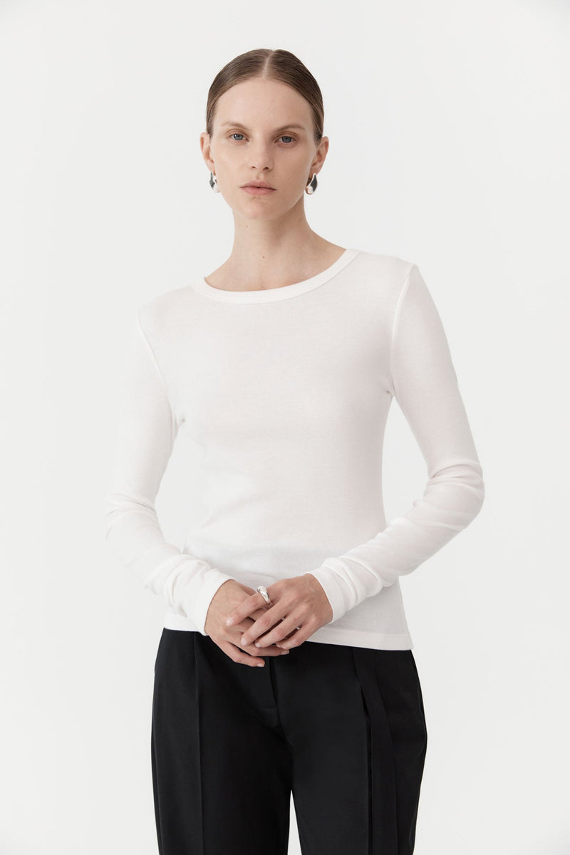 Organic Cotton Long Sleeve Top - White
