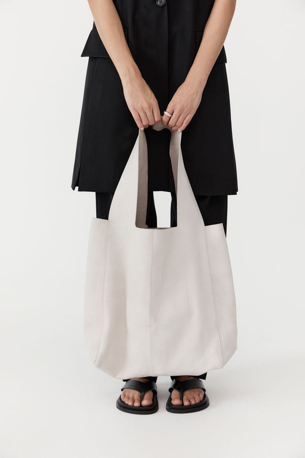 Suede Soft Tote - Cool White