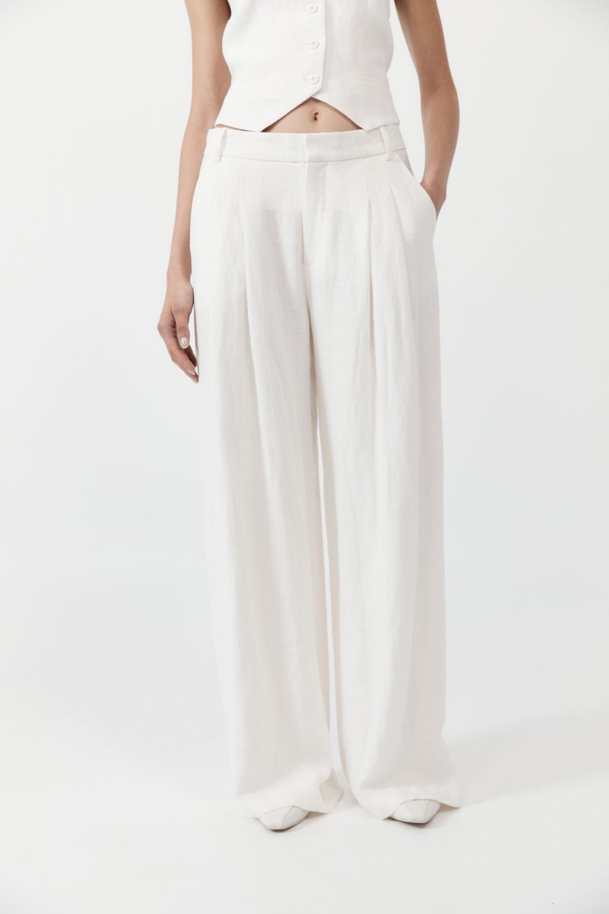 Tailored Linen Pants - Ivory