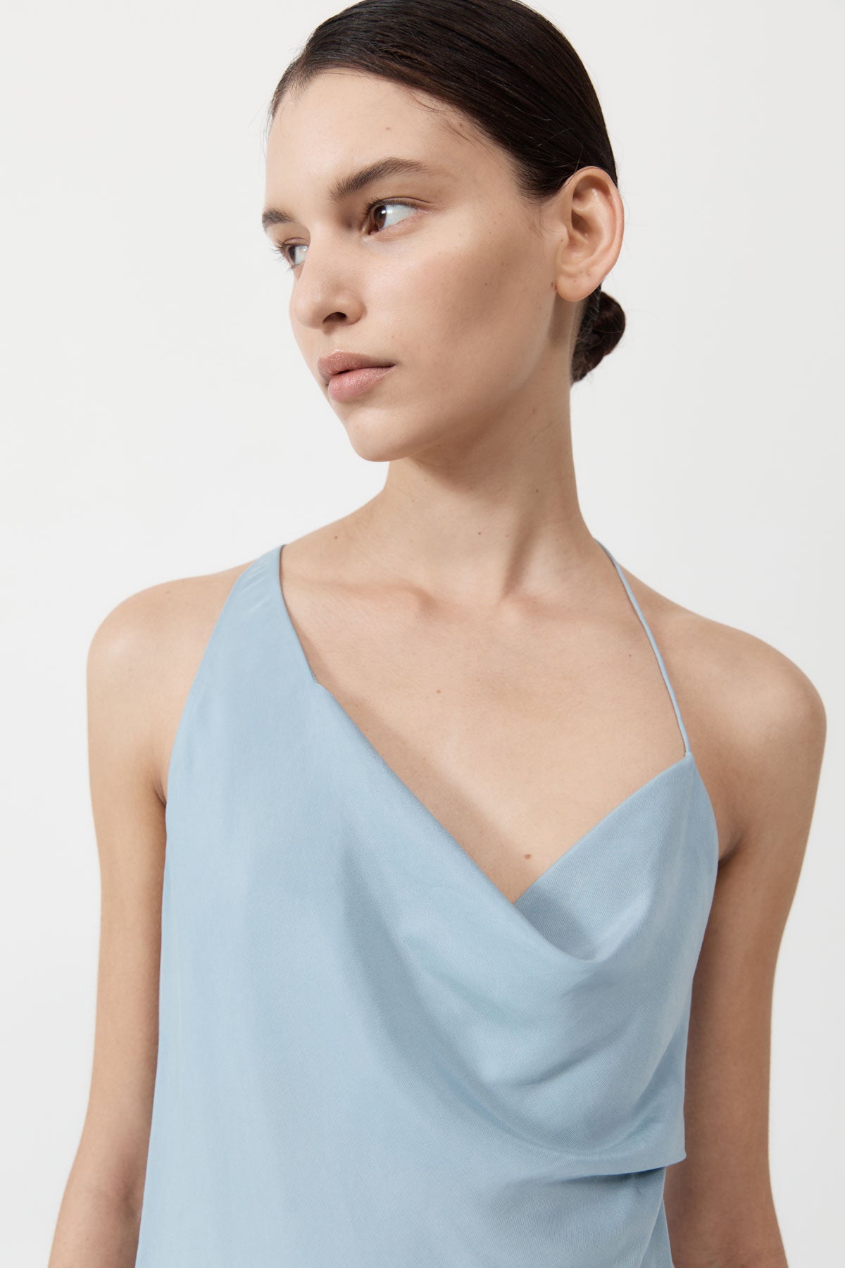 Asymm Drape Maxi Dress - Stone Blue
