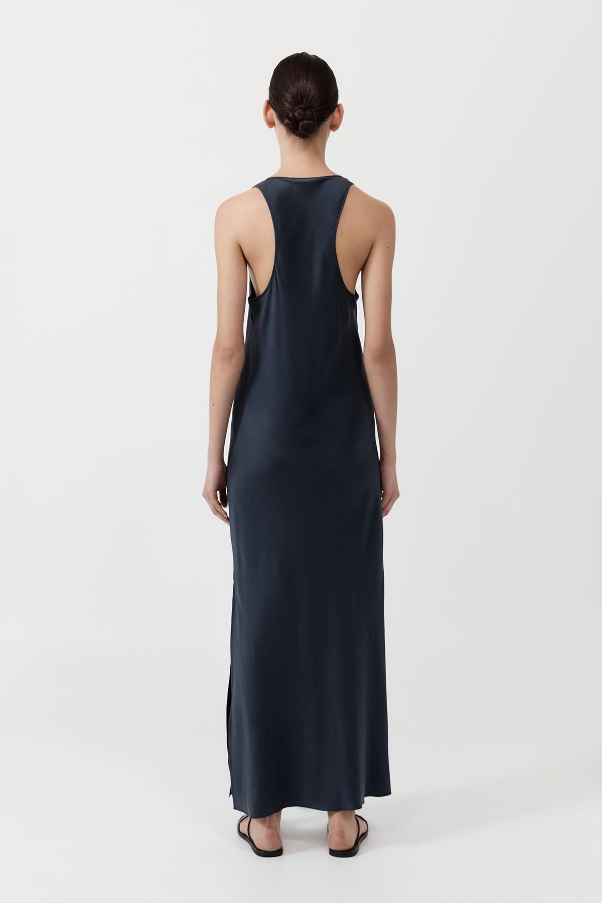Soft Silk Bias Tank Dress - Inkwell
