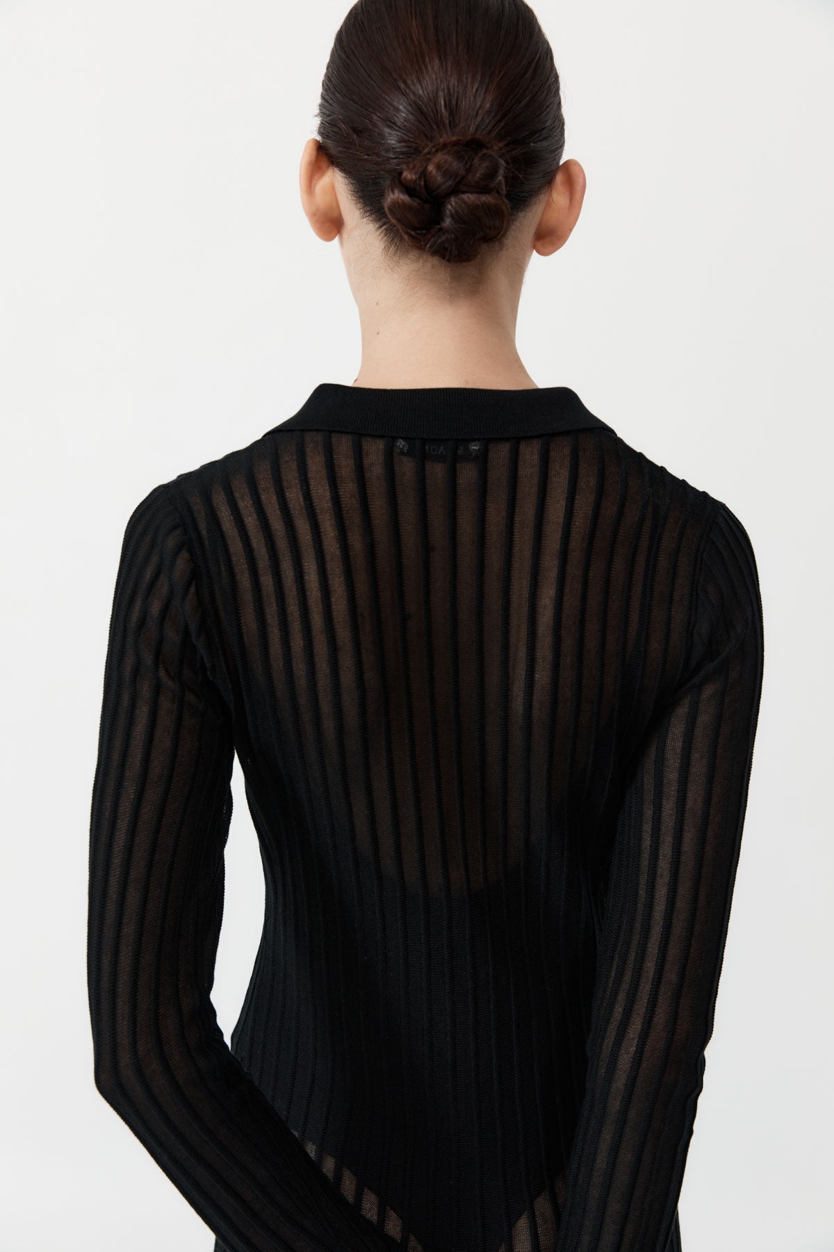 Sheer Stripe Dress - Black