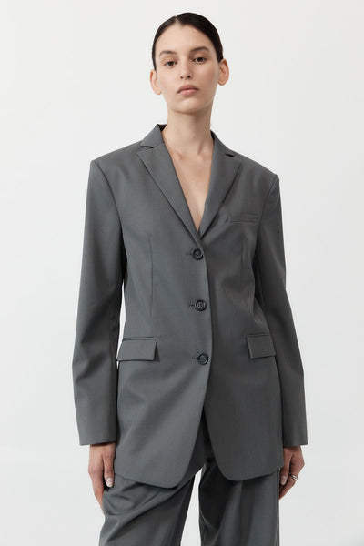 【SCULPTOR】Tailored Belted Blazer Gray Tailored Belted Blazer Gray – Sculptor