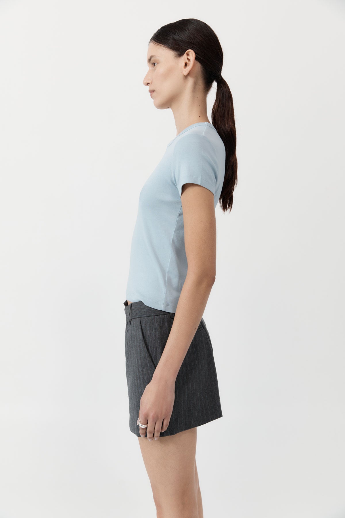 Deconstructed Mini Skirt - Stone Blue Stripe
