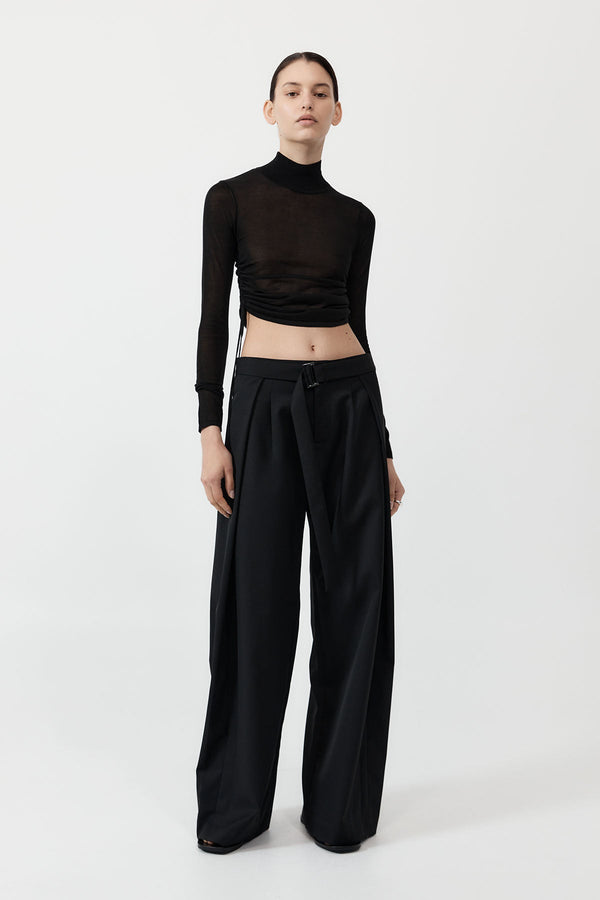 Sheer Ruched Top - Black
