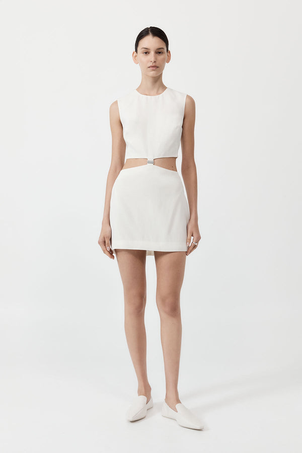 Clip Buckle Mini Dress - Off White