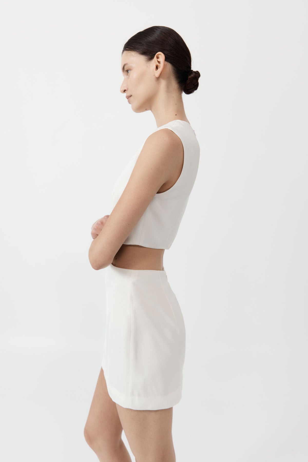 Clip Buckle Mini Dress - Off White
