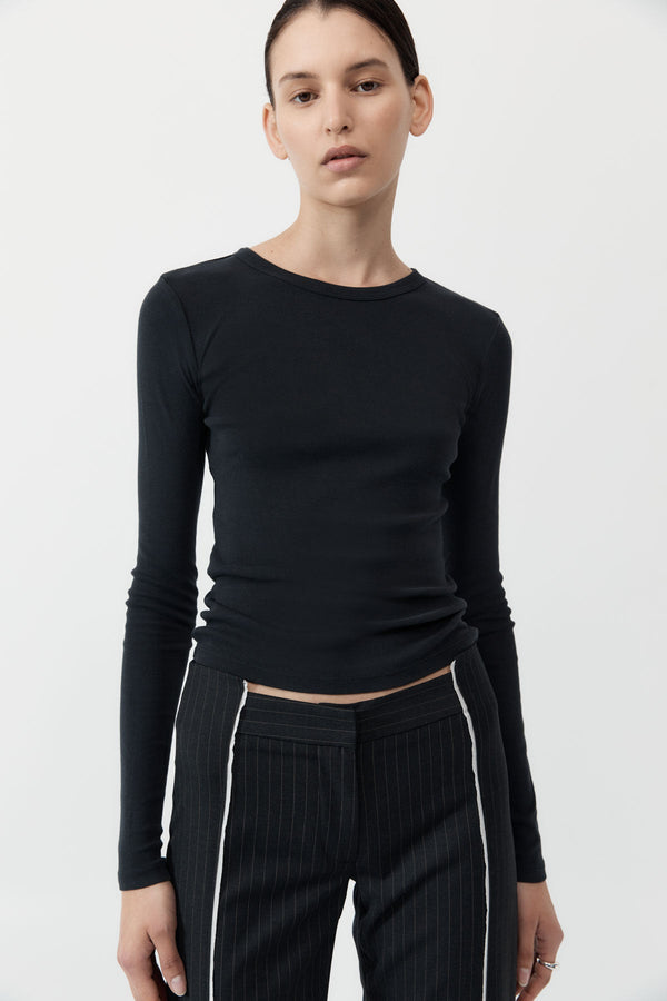 Organic Cotton Long Sleeve Top - Black