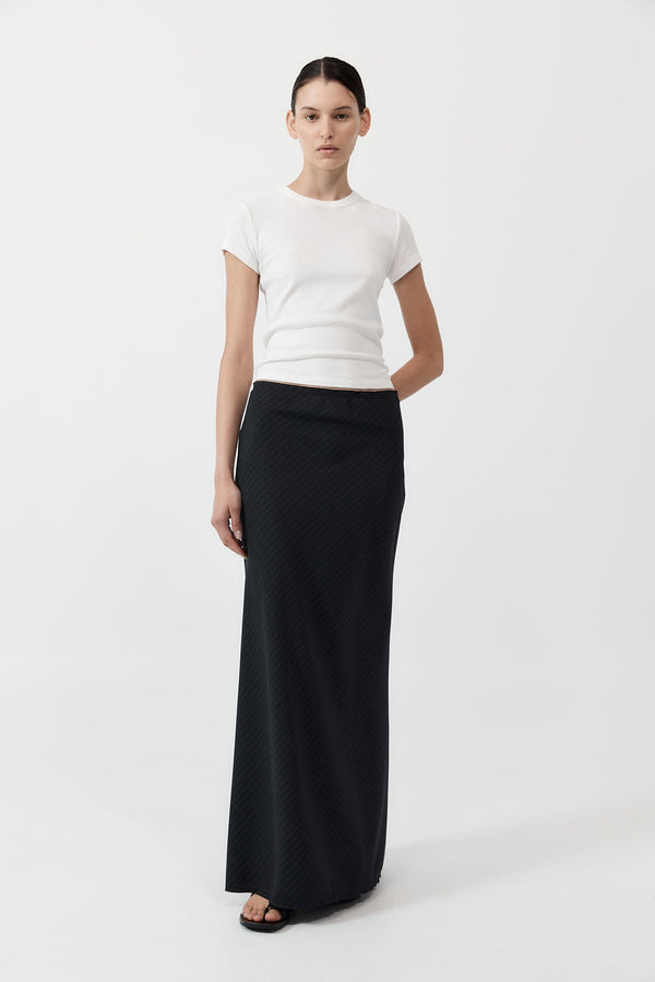 Pinstripe Maxi Skirt - Black