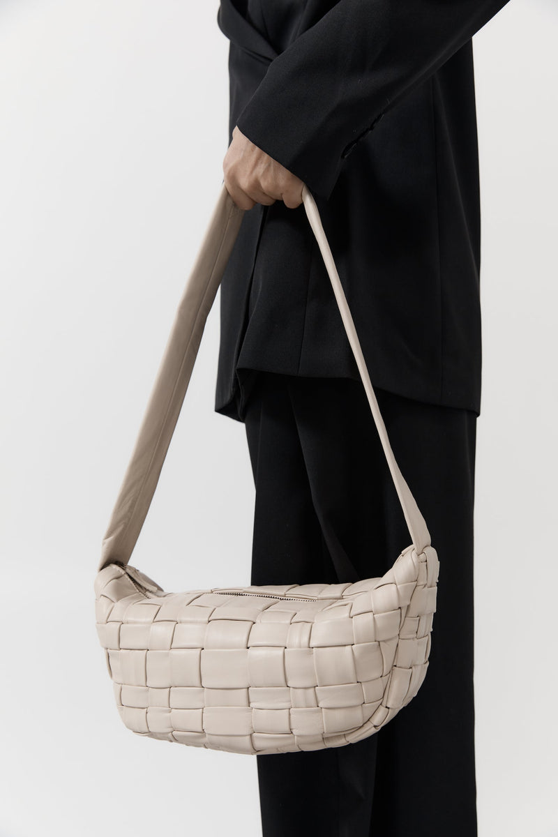 Textured Crescent Bag - Ecru