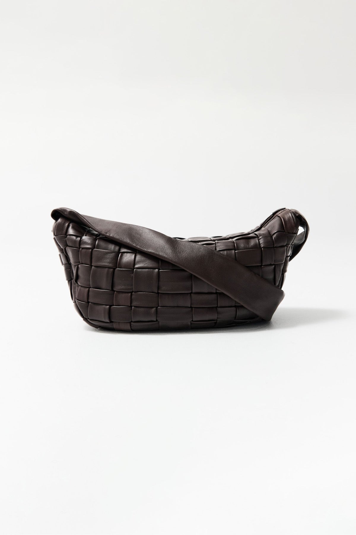 Textured Crescent Bag - Brunette