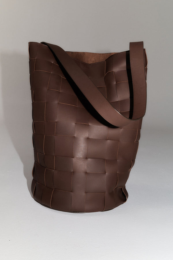Woven Bucket Bag - Chocolate