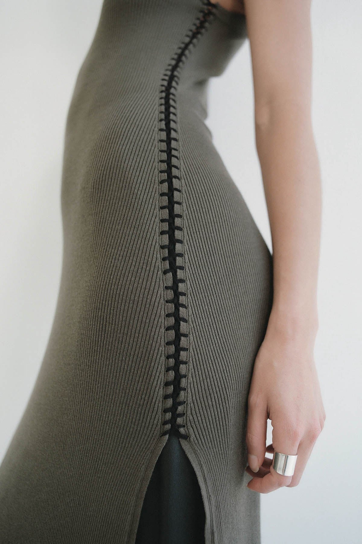 Stitch Detail Dress - Kelp