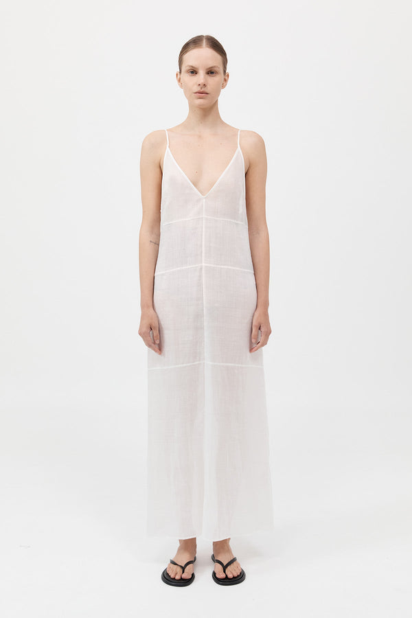 Semi Sheer Patchwork Dress - Salt
