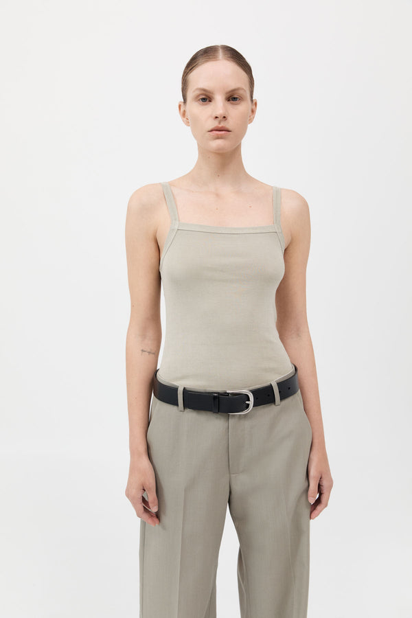 Organic Cotton Square Neck Tank - Moss Grey