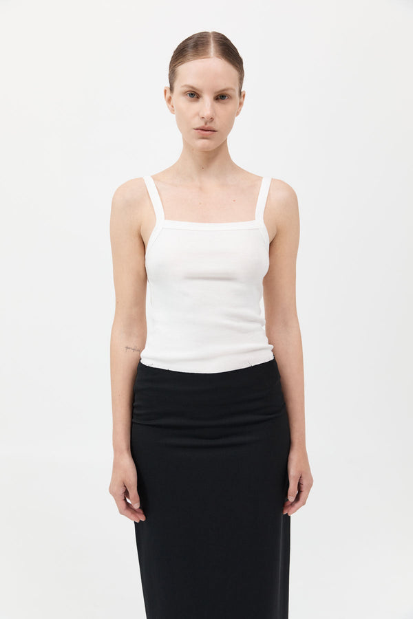 Organic Cotton Square Neck Tank - White