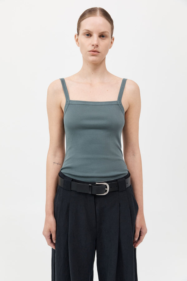 Organic Cotton Square Neck Tank - Balsam Green
