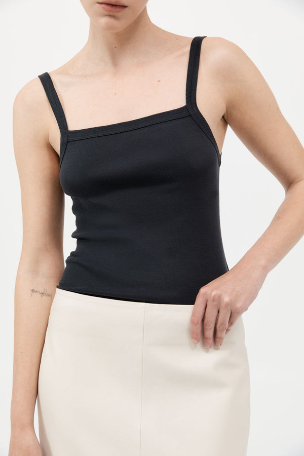 Organic Cotton Square Neck Tank - Black